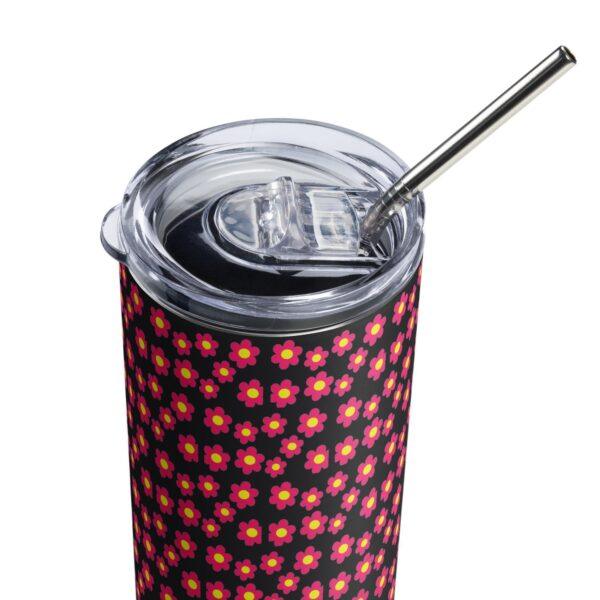 Red Flowers Stainless Steel Drinks Tumbler 20oz - Image 3