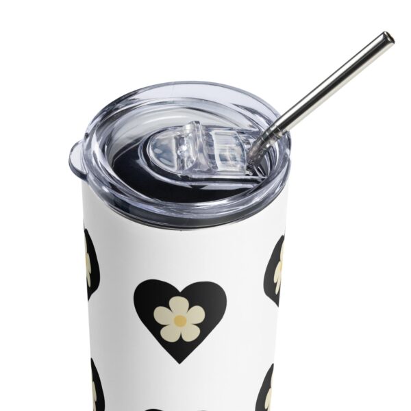 Flower Black Heart Stainless Steel Drinks Tumbler 20oz - Image 2