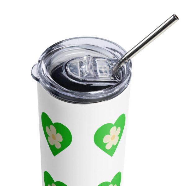 Flower Green Heart Stainless Steel Drinks Tumbler 20oz - Image 2