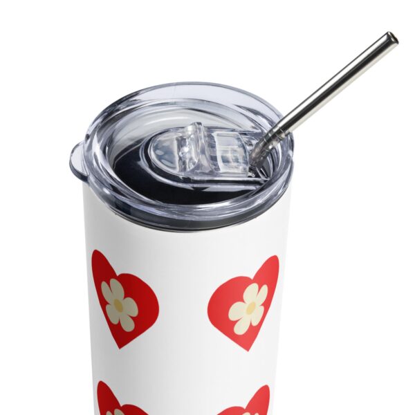 Flower Red Heart Stainless Steel Drinks Tumbler 20oz - Image 2