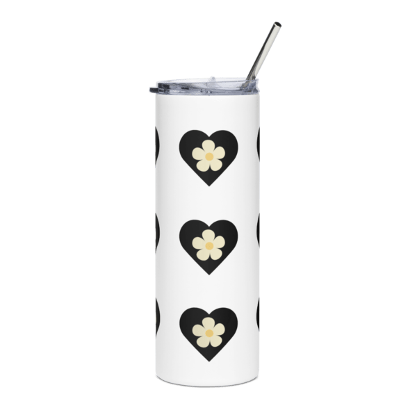 Flower Black Heart Stainless Steel Drinks Tumbler 20oz