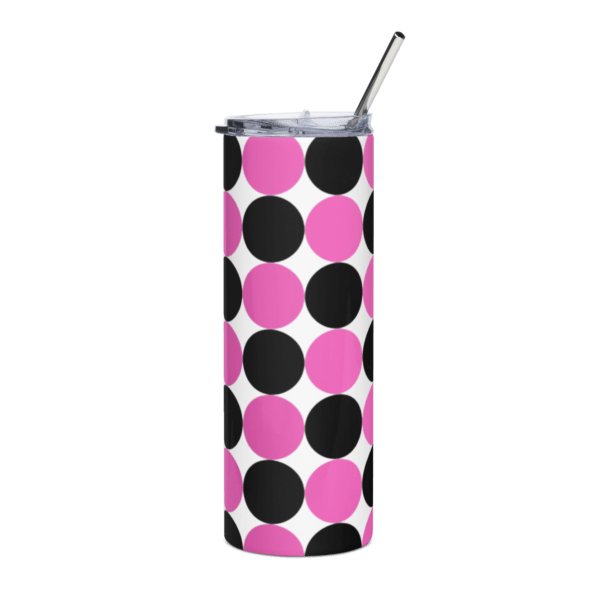 Pink and Black Spotted Stainless Steel Drinks Tumbler 20oz