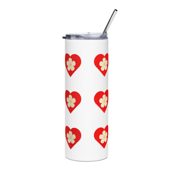 Flower Red Heart Stainless Steel Drinks Tumbler 20oz