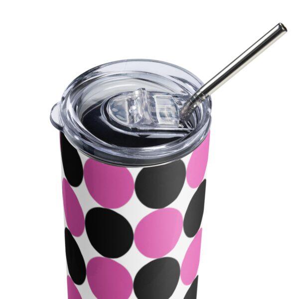 Pink and Black Spotted Stainless Steel Drinks Tumbler 20oz - Image 3