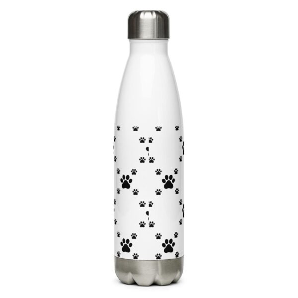 Black Paw Print Stainless Steel Water Bottle 17oz - Image 2