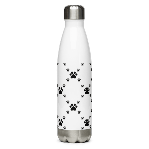 Black Paw Print Stainless Steel Water Bottle 17oz