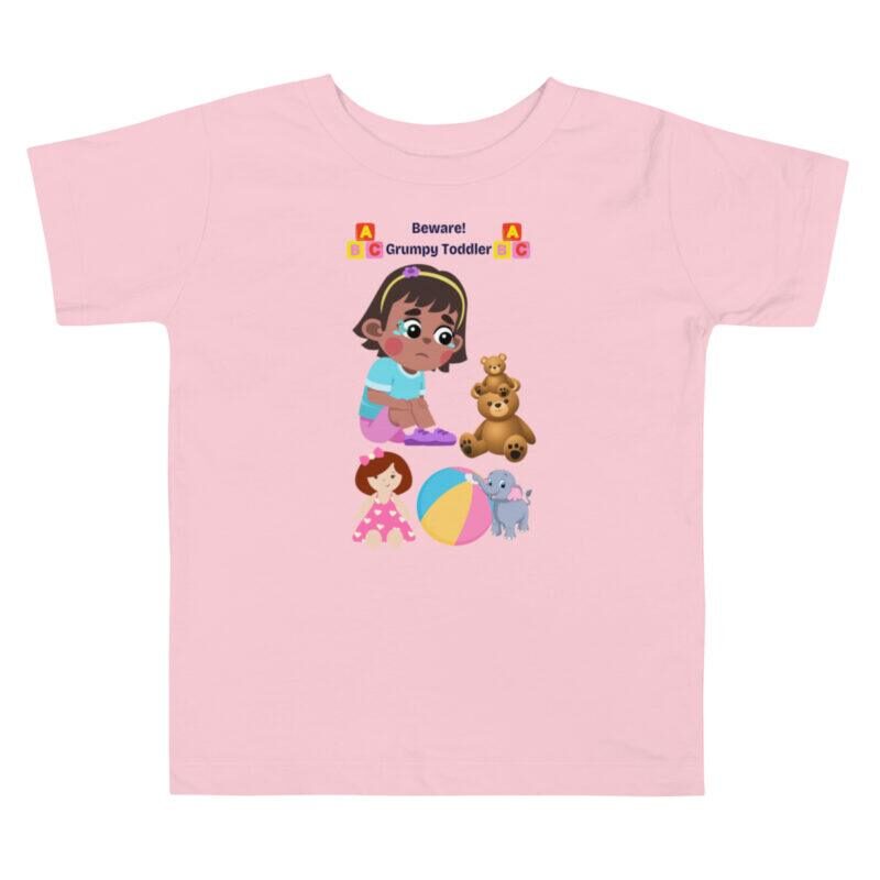 Beware-Grumpy-Toddler-T-Shirt-Girl-Pink