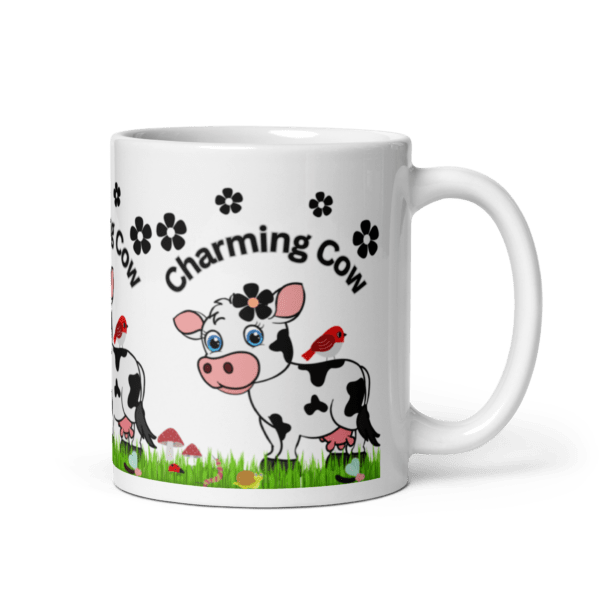 White Glossy Charming Cow Ceramic Mug 11oz