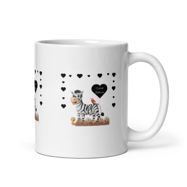 White Glossy I Love Zebras Ceramic Mug 11oz