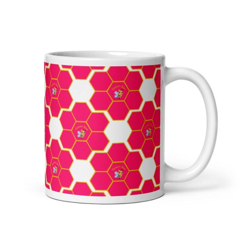 Queen Bee Pink Honeycomb 11oz Ceramic Mug