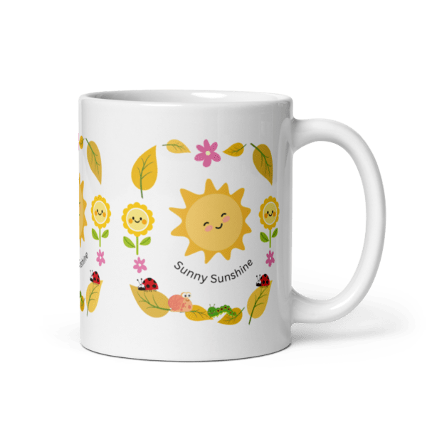 White Glossy Sunny Sunshine Ceramic Mug 11oz