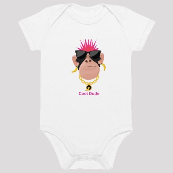 Organic Cotton Pink Haired Cool Dude Baby Bodysuit