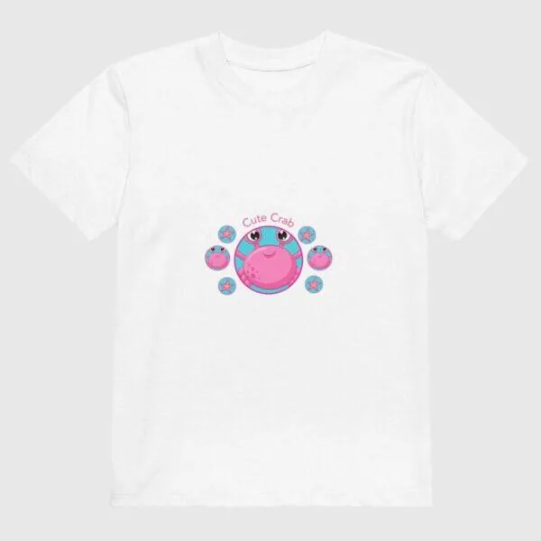 Organic Cotton Cute Pink Crab Childrens T-shirt