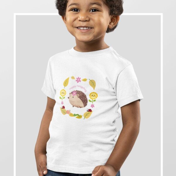 White Organic Cotton Happy Hedgehog Children's T-Shirt