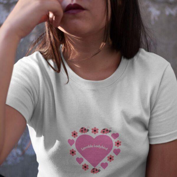 Organic Cotton Lovable Ladybird Pink Heart Children's T-shirt