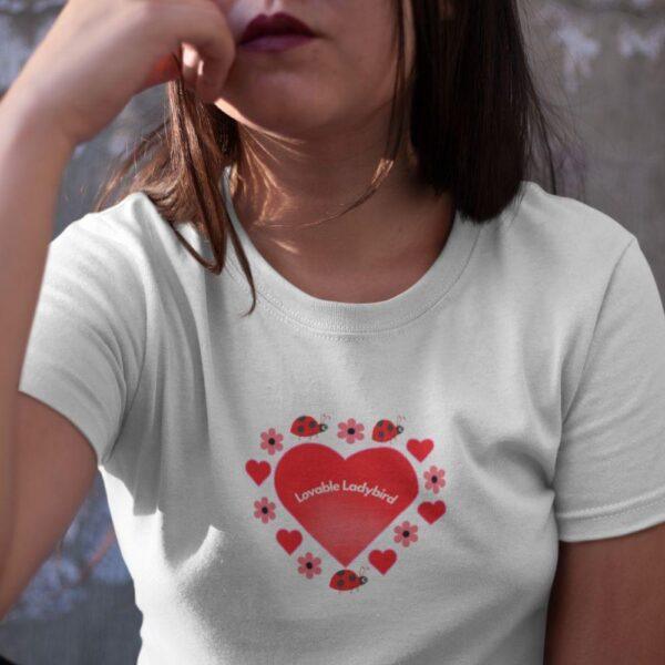 Organic Cotton Lovable Ladybird Red Heart Children's T-shirt