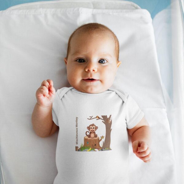 Organic Cotton Mischievous Monkey Baby Bodysuit