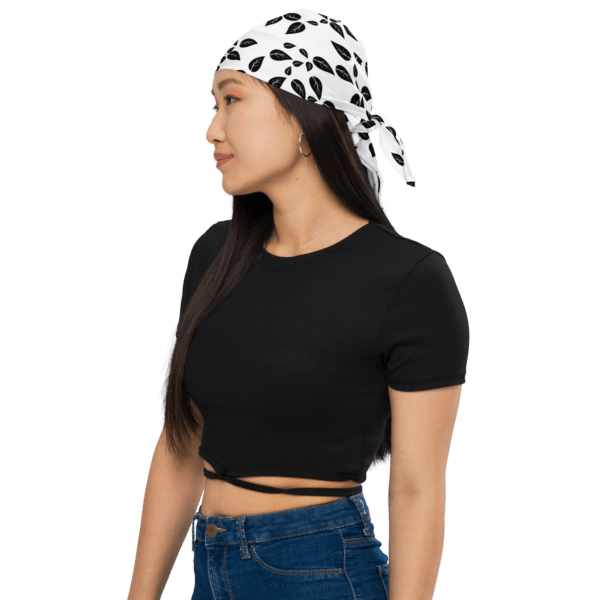 Square Polyester Bandana Single Sided Black Leaf Print