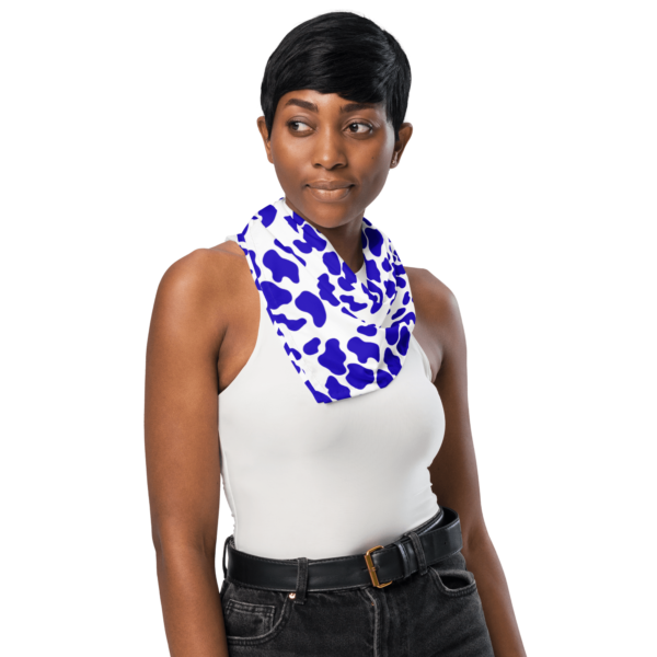 Square Polyester Single Sided Blue Animal Print Bandana - Image 2