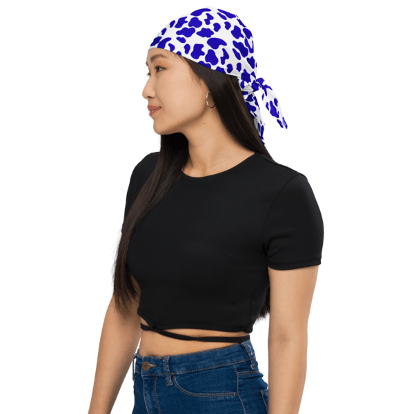 Square Polyester Single Sided Blue Animal Print Bandana