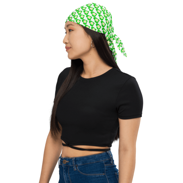 Square Polyester Bandana Single Sided Flower Green Hearts Print