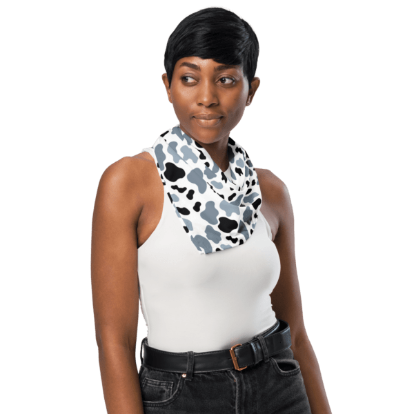 Square Polyester Single Sided Grey Black Animal Print Bandana - Image 3