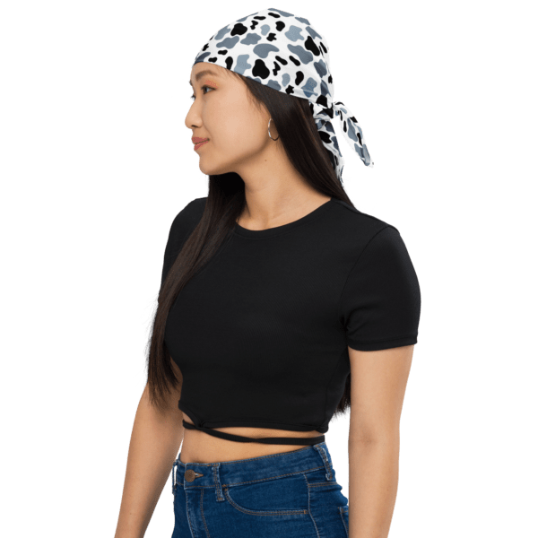 Square Polyester Single Sided Grey Black Animal Print Bandana