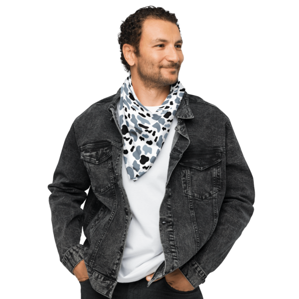 Square Polyester Single Sided Grey Black Animal Print Bandana - Image 2