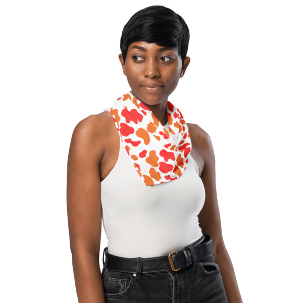 Square Polyester Single Sided Orange Animal Print Bandana - Image 2