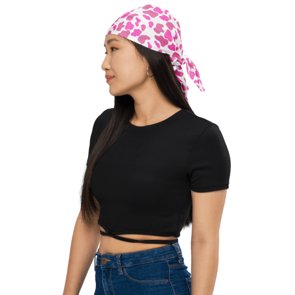 Square Polyester Single Sided Pink Animal Print Bandana