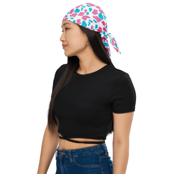 Square Polyester Single Sided Pink Blue Animal Print Bandana