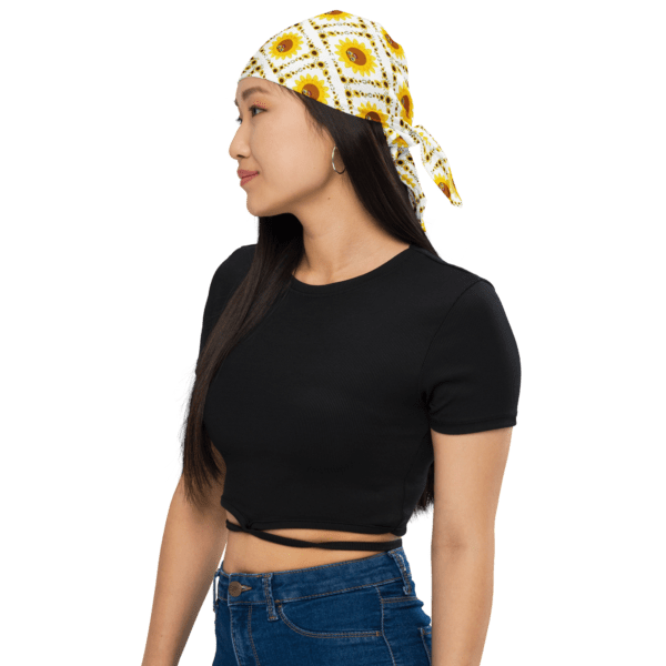 Square Polyester Single Sided Sunny Sunflower Print Bandana