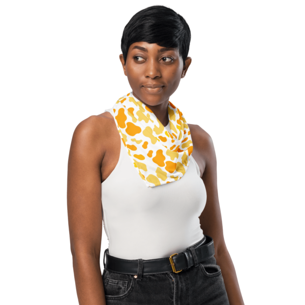 Square Polyester Single Sided Yellow Orange Animal Print Bandana - Image 2