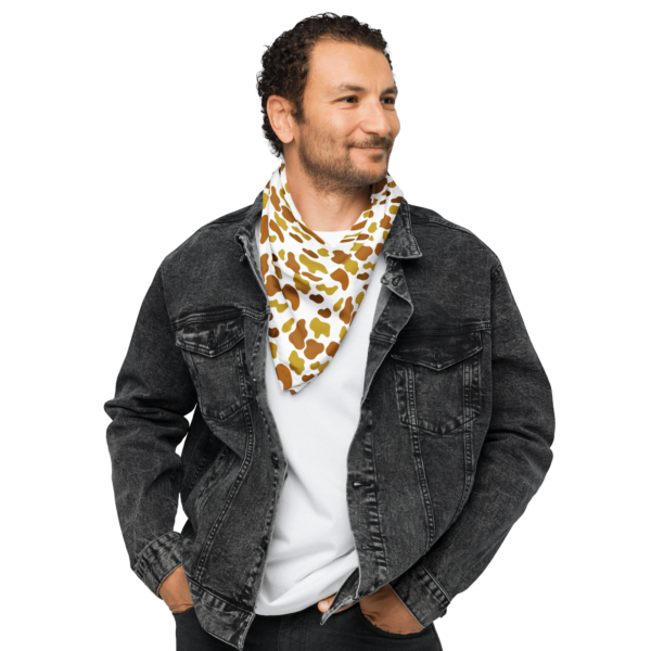 Square Polyester Single Sided Brown Animal Print Bandana - Image 2