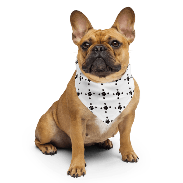 Square Polyester Bandana Single Sided Black Paw Print - Image 4