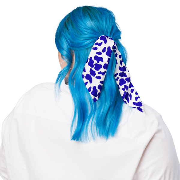 Square Polyester Single Sided Blue Animal Print Bandana - Image 4