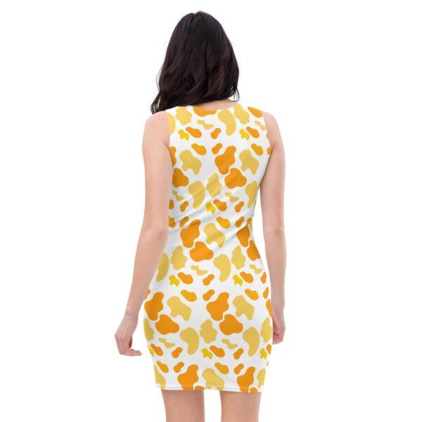 yellow-orange-animal-print-bodycon-dress