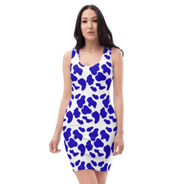 Women's Blue Animal Print Bodycon Dress