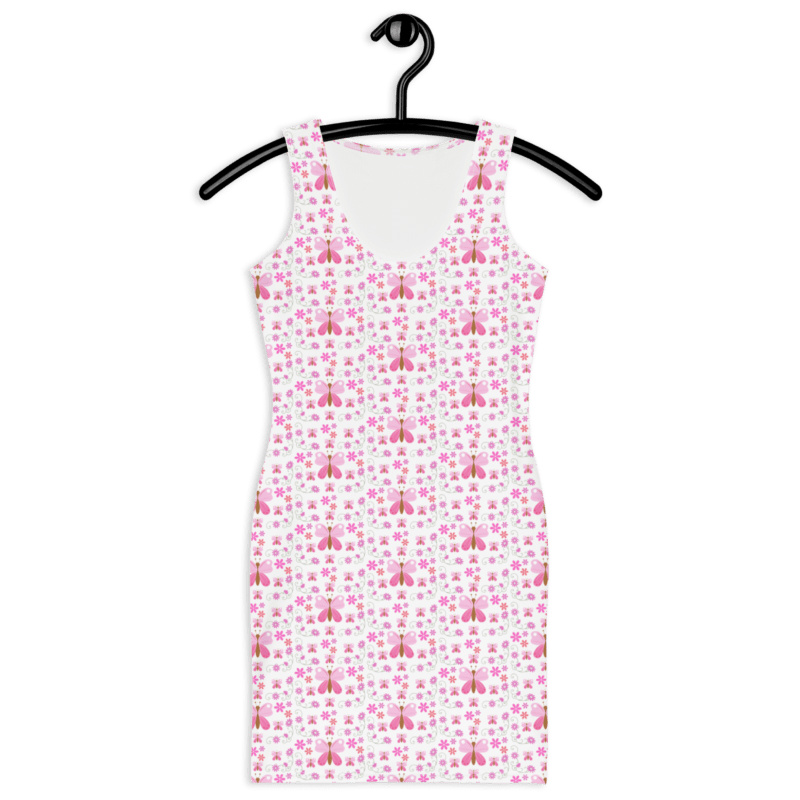 pink-butterfly-print-womens-bodycon-dress