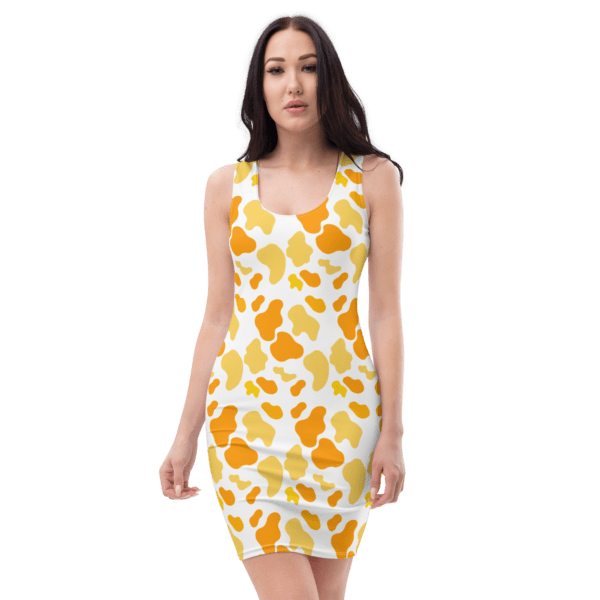 Women's Yellow Orange Animal Print Bodycon Dress