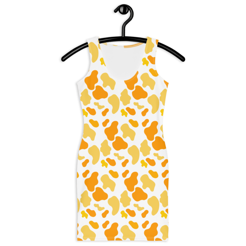 yellow-orange-animal-print-womens-bodycon-dress