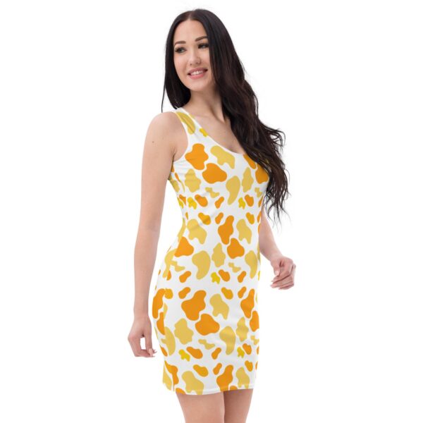 yellow-orange-animal-print-bodycon-dress