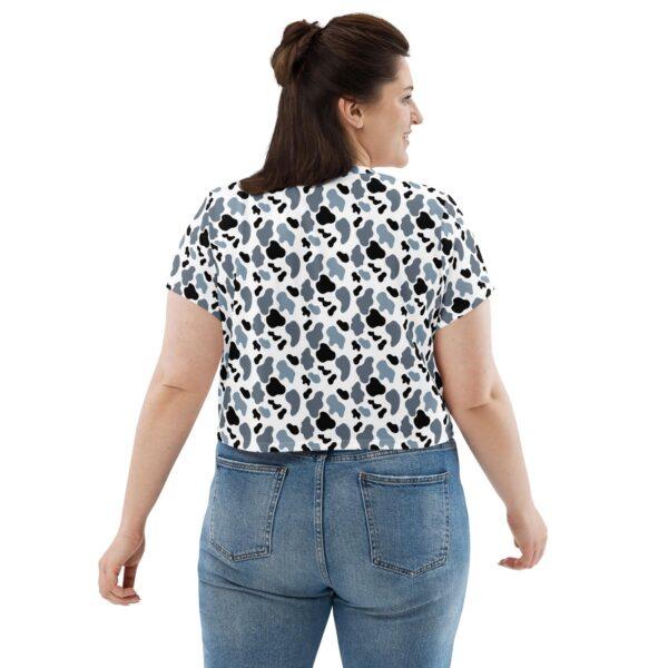 Women's Grey Black Animal Print Crop Top - Image 3