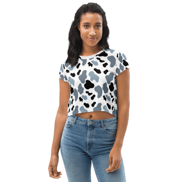 Women's Grey Black Animal Print Crop Top