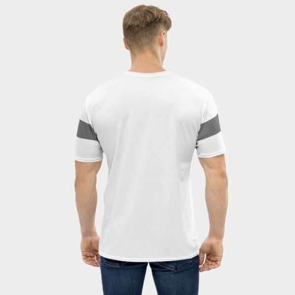 Men's Grey Stripe Crew Neck T-Shirt - Image 2