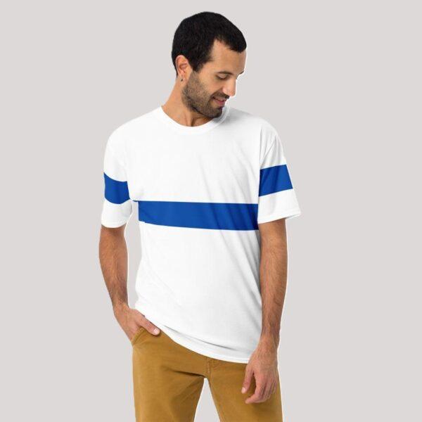 Men's Blue Mid Stripe Crew Neck T-Shirt