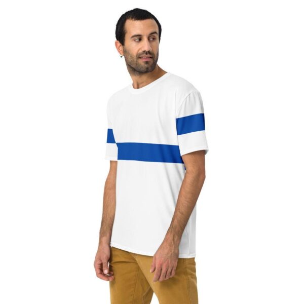 Men's Blue Mid Stripe Crew Neck T-Shirt - Image 2