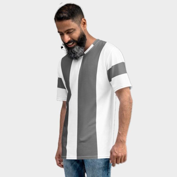 Men's Double Grey Stripe Crew Neck T-Shirt - Image 2