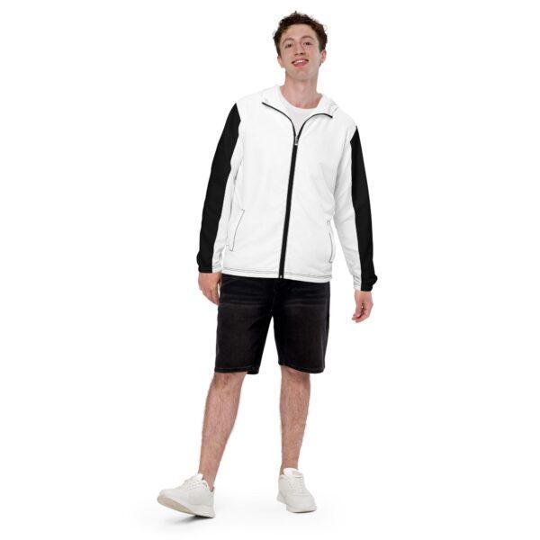 mens-windbreaker-jacket-double-black-stripe-inner-white-hood-black-zip