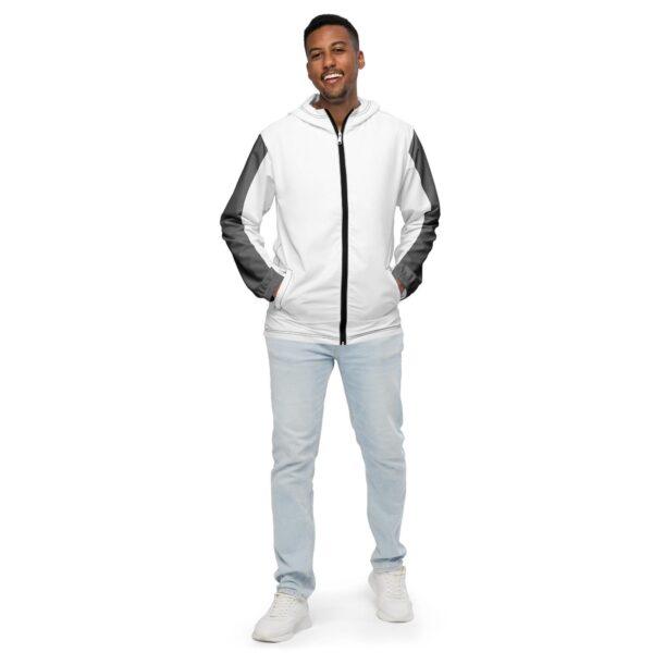 mens-windbreaker-jacket-double-grey-stripe-inner-white-hood-black-zip